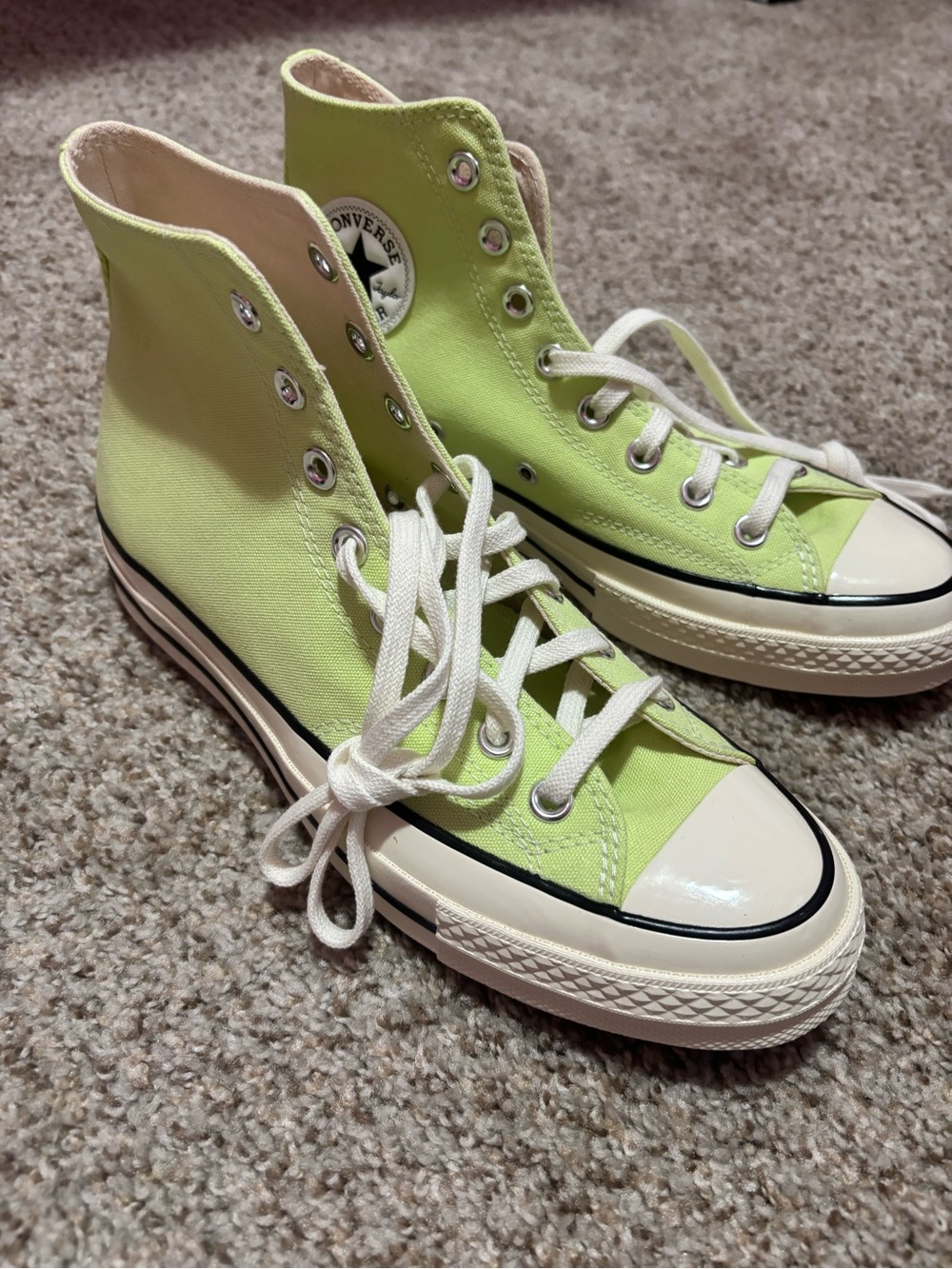 Converse High Top Sneakers in Neon Lime Canvas